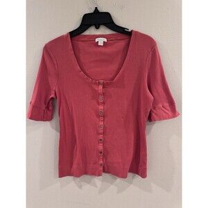 Garnet Hill Rust Essential 3/4 Sleeve Scoop Neck Tee Size Large Transitional Top